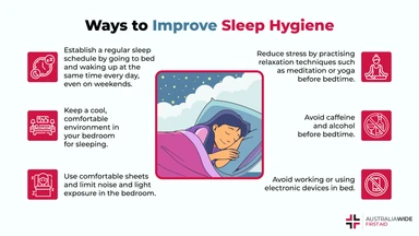 An infographic with tips on how to get a good night's sleep